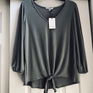 NWT olive green blouse with tie at the waist